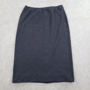 Eileen Fisher Skirt Womens Large Charcoal Gray Knit Midi Pencil Made USA